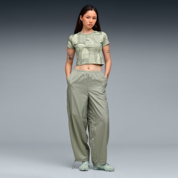 DARE TO Women’s Slim Cropped Printed Tee, Lux Army, extralarge-IND