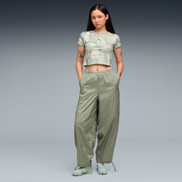 DARE TO Women's Oversized Woven Pants, Lux Army, extralarge-IND