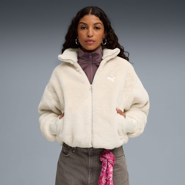 Wardrobe Essentials Women's Soft Fleece Jacket, Alpine Snow, extralarge-IND