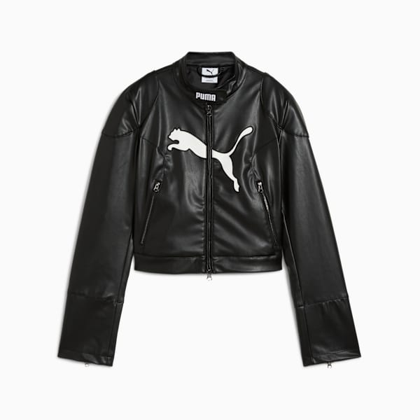 Pleather Racer Jacket Women, PUMA Black, extralarge