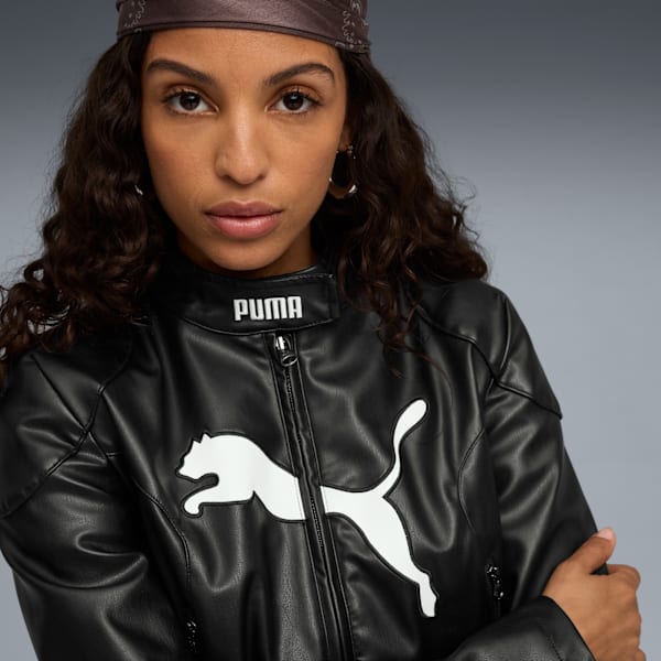 Pleather Racer Jacket Women, PUMA Black, extralarge