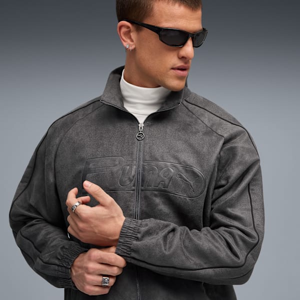 T7 Relaxed Suede Track Jacket Men, Dusky Gray, extralarge-GBR
