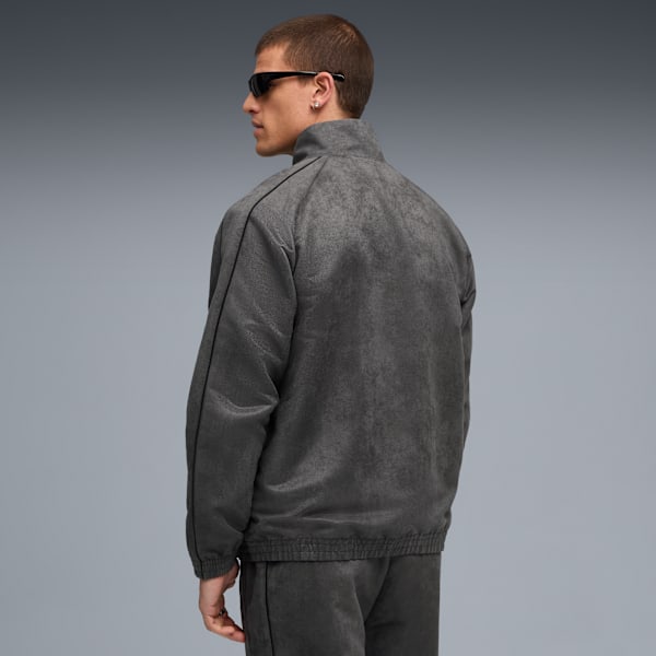 T7 Relaxed Suede Track Jacket Men, Dusky Gray, extralarge-GBR