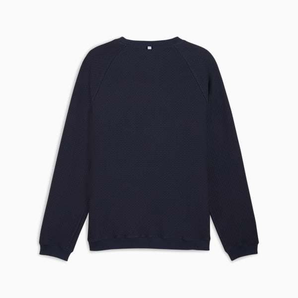 Navy PUMA sweatshirt for adults with a textured, quilted pattern design.