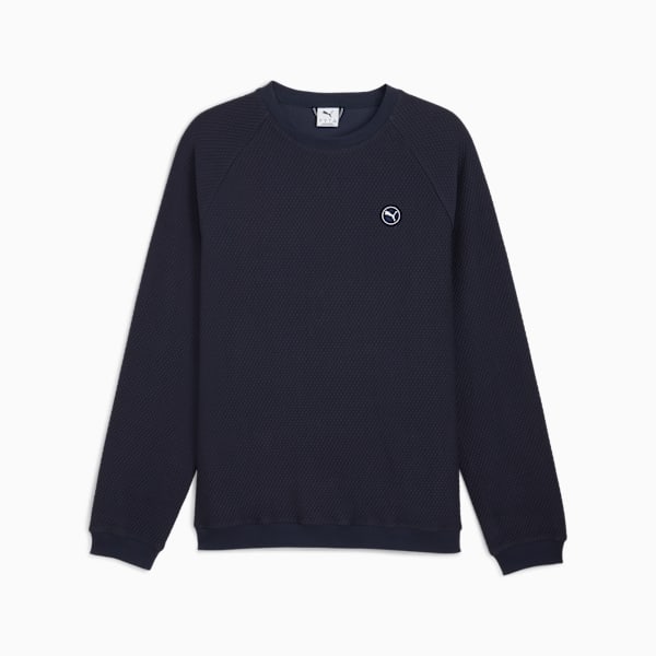 Navy PUMA sweatshirt for adults, featuring a textured pattern and a round white logo.
