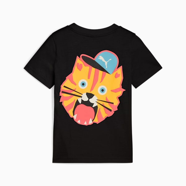 Moody Cat Graphic Tee Kids, PUMA Black, extralarge