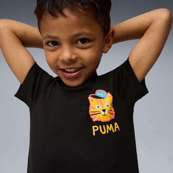 Moody Cat Graphic Tee Kids, PUMA Black, extralarge
