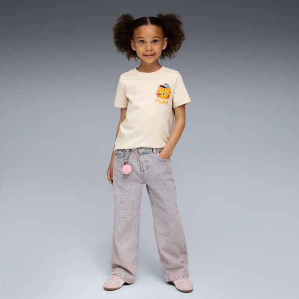 Moody Cat Graphic Tee Kids, Alpine Snow, extralarge