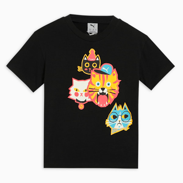 MOODY CAT Kids' Relaxed Fit Cotton Tee, PUMA Black, extralarge-IND