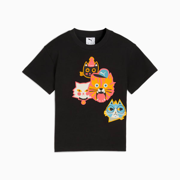 Moody Cat Graphic Tee II Kids, PUMA Black, extralarge