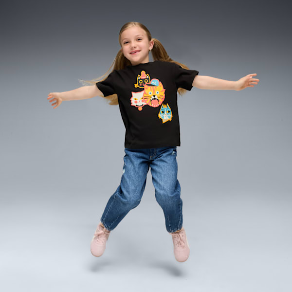 Moody Cat Graphic Tee II Kids, PUMA Black, extralarge