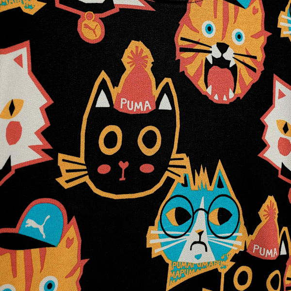 MOODY CAT Kids' Graphic Crew Sweatshirt, PUMA Black, extralarge-IND