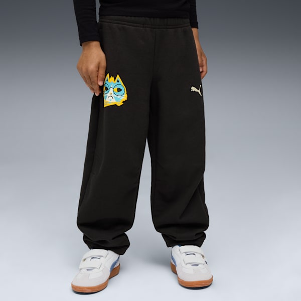 Moody Cat Sweatpants Kids, PUMA Black, extralarge