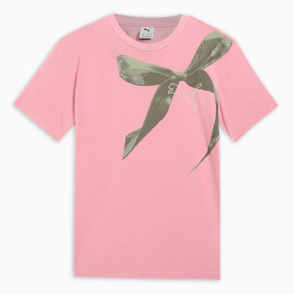 BOWTIQUE Girls' Relaxed Ribbon Detail Tee, Poised Pink, extralarge-IND