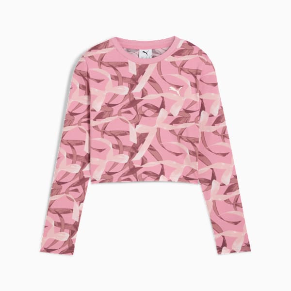Bowtique AOP Longsleeve Tee Youth, Poised Pink, extralarge