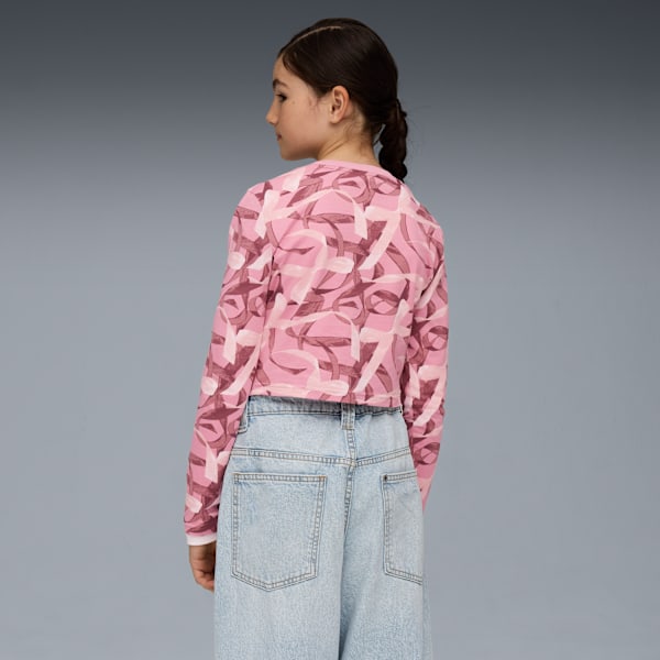 Bowtique AOP Longsleeve Tee Youth, Poised Pink, extralarge
