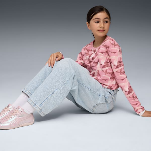 Bowtique AOP Longsleeve Tee Youth, Poised Pink, extralarge