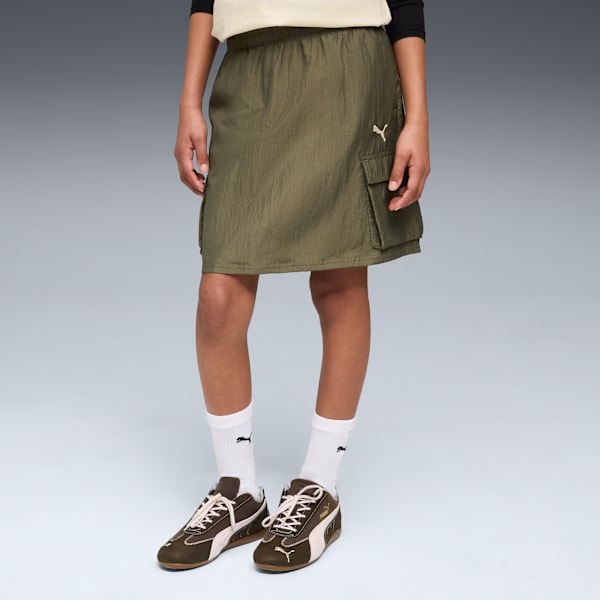 Bowtique Woven Cargo Skirt Youth, Loden Green, extralarge