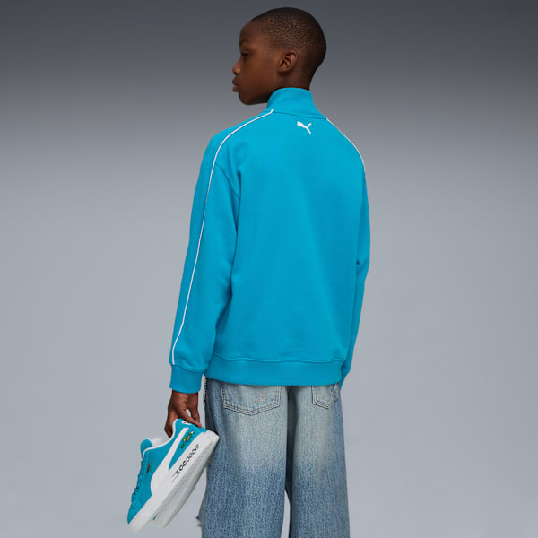 Super PUMA T7 Half-Zip Crew Sweatshirt Youth, Tropical Blue, extralarge