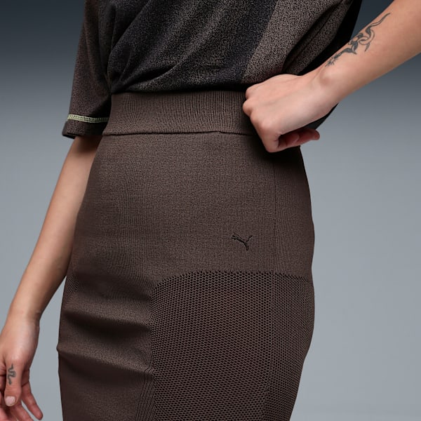 YONA Women's Medium Rise Ribbed Skirt, Flat Bronze, extralarge-IND