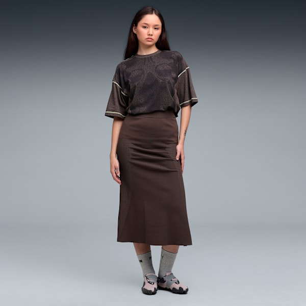 YONA Women's Medium Rise Ribbed Skirt, Flat Bronze, extralarge-IND
