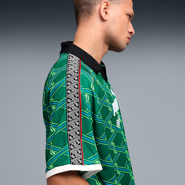 KING Men's Relaxed V-Neck Football Jersey, Wild Green-AOP, extralarge-IND
