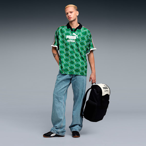 KING Men's Relaxed V-Neck Football Jersey, Wild Green-AOP, extralarge-IND