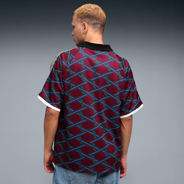 KING Men's Relaxed V-Neck Football Jersey, Ruby Shimmer-AOP, extralarge-IND