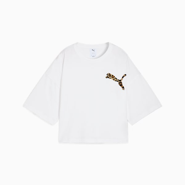 LEO LUXE Women's Oversized Short Tee, PUMA White, extralarge