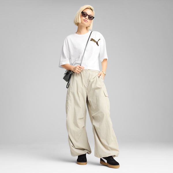 LEO LUXE Women's Oversized Short Tee, PUMA White, extralarge
