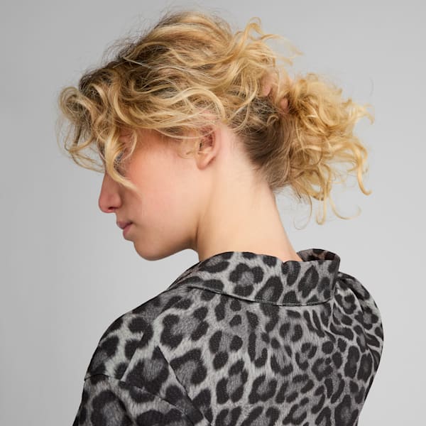 LEO LUXE Women's Relaxed All-Over Print Woven Shirt, PUMA Black, extralarge
