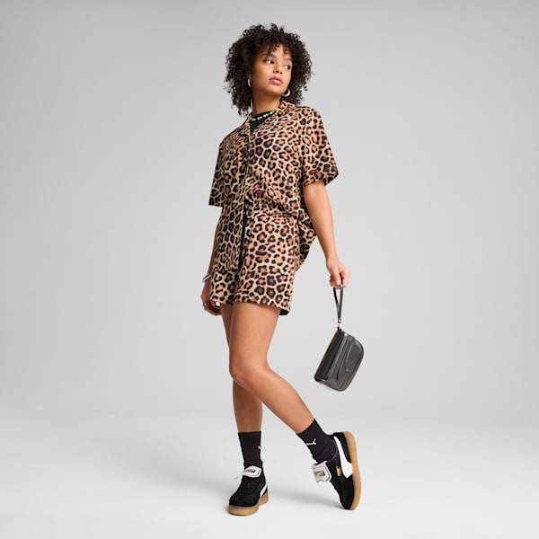 Chemise tissée décontractée à imprimé sur l’ensemble LEO LUXE Femme, Alpine Snow, extralarge