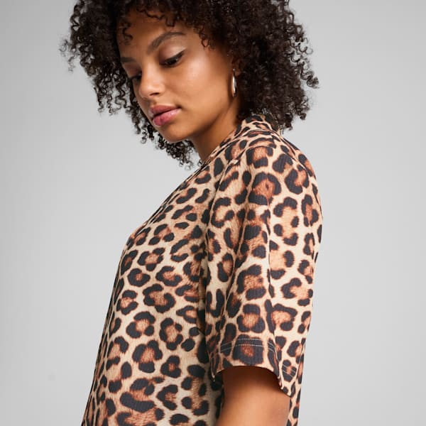 LEO LUXE Women's Relaxed All-Over Print Woven Shirt, Alpine Snow, extralarge