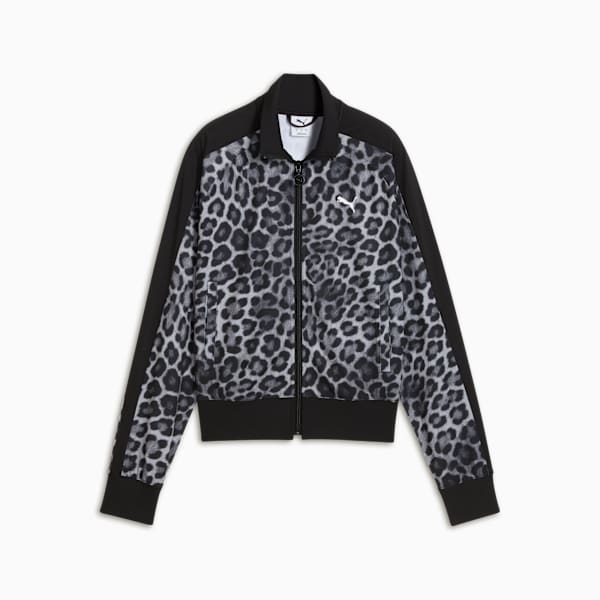 T7 LEO LUXE Women's All-Over Print Short Track Jacket, PUMA Black, extralarge