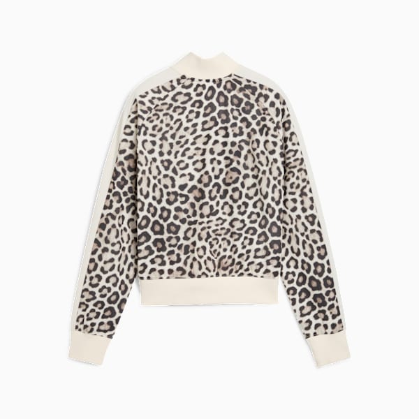T7 LEO LUXE Women's All-Over Print Short Track Jacket, Alpine Snow-Ice Coffee, extralarge