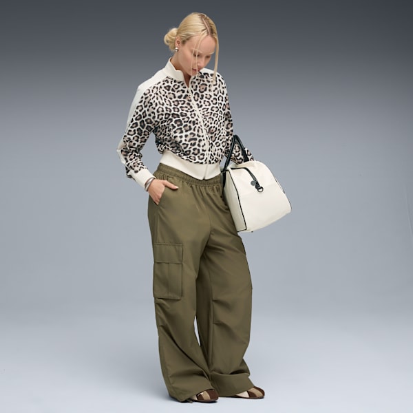 Chamarra corta estampada T7 LEO LUXE para mujer, Alpine Snow-Ice Coffee, extralarge