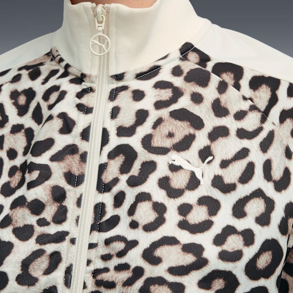 T7 LEO LUXE Women's All-Over Print Short Track Jacket, Alpine Snow-Ice Coffee, extralarge