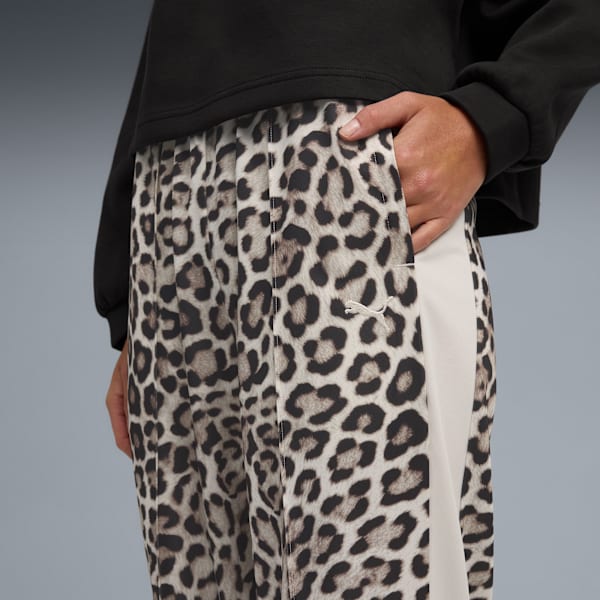 T7 LEO LUXE Women's All-Over Print Straight Pants, Alpine Snow-Ice Coffee, extralarge