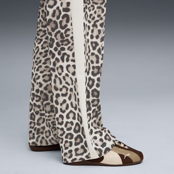 T7 LEO LUXE Women's All-Over Print Straight Pants, Alpine Snow-Ice Coffee, extralarge