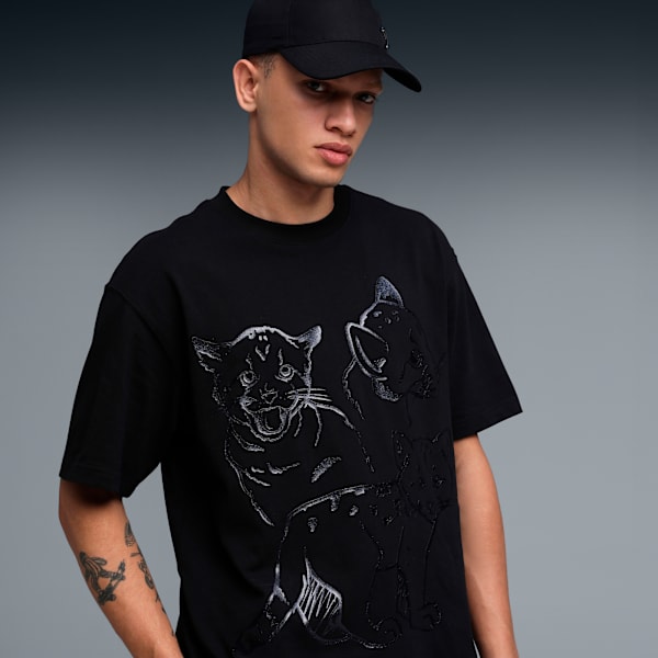 House of Graphics Men's Relaxed Fit Cotton Tee, PUMA Black, extralarge-IND