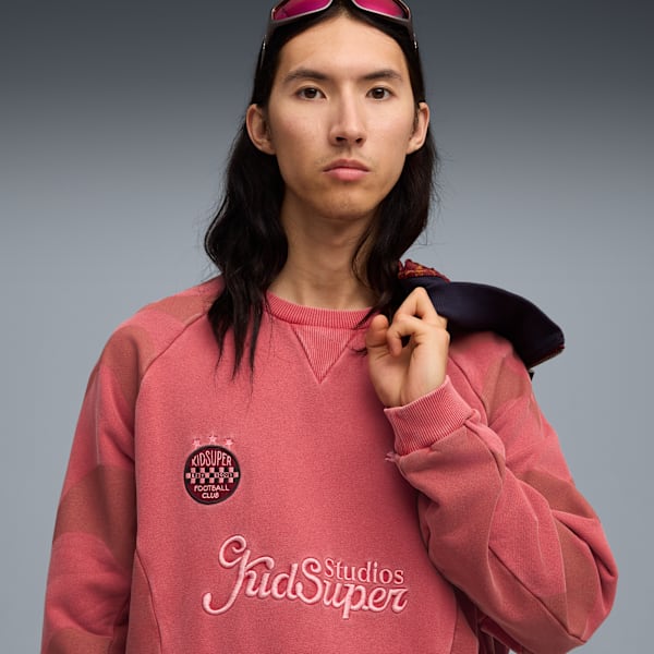 PUMA x KIDSUPER Men's Crew Neck Sweatshirt, Dark Crimson, extralarge