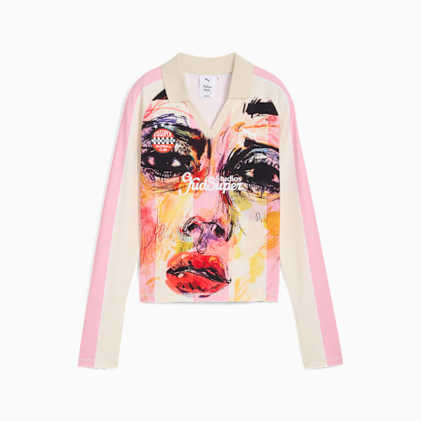 PUMA x KIDSUPER Women's Long Sleeve Jersey, Poised Pink-AOP, extralarge