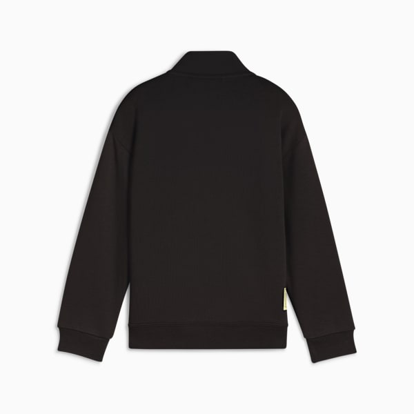 Black PUMA unisex top with a high neck and long sleeves, back view.