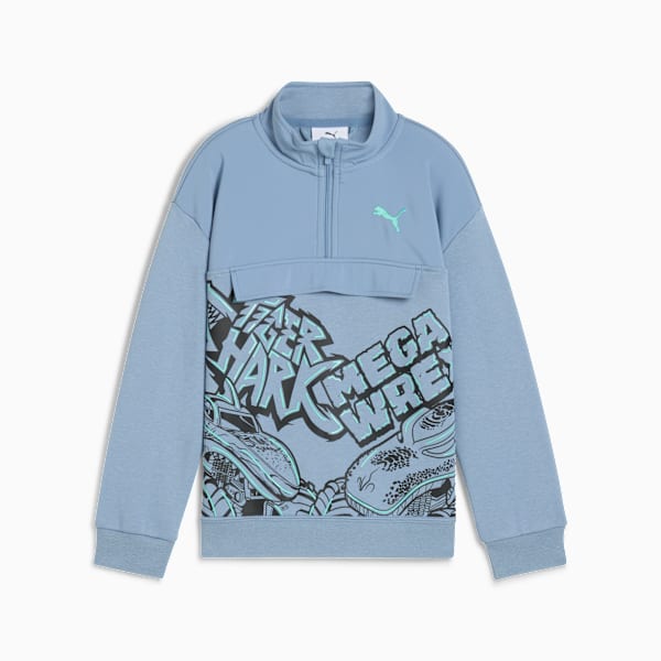 PUMA x HOT WHEELS™ MONSTER TRUCKS Half-Zip Crew Kids, Cool Blue, extralarge