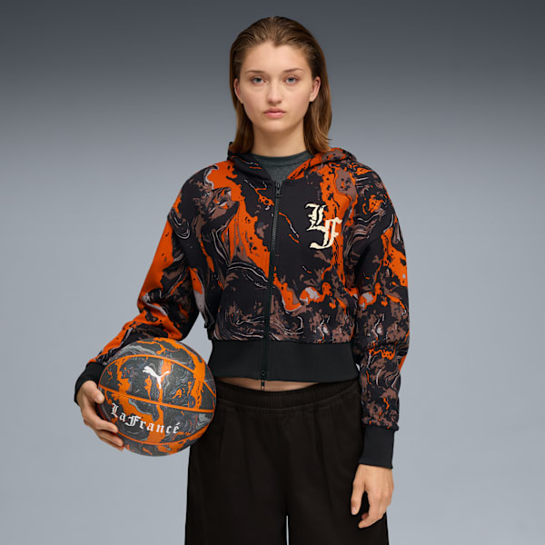 HOOPS x LAFRANCÉ HEEM Era Crop Zip Women's Hoodie, Orange Glo-AOP, extralarge-IND