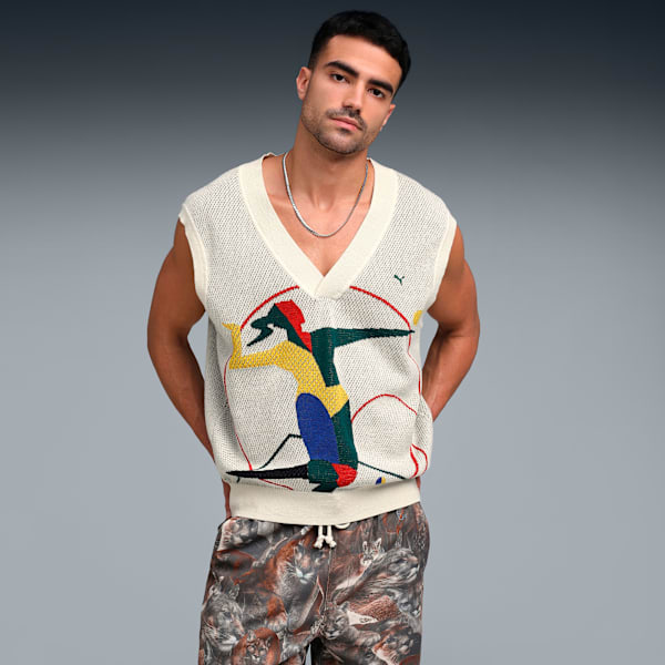 Men's Relaxed Fit Graphic Knit Vest, Alpine Snow, extralarge-IND