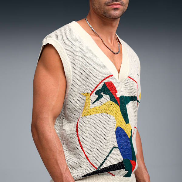 Men's Relaxed Fit Graphic Knit Vest, Alpine Snow, extralarge-IND