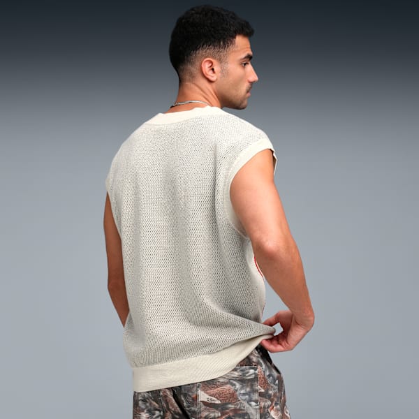 Men's Relaxed Fit Graphic Knit Vest, Alpine Snow, extralarge-IND
