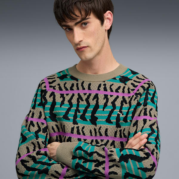 Special Items Men's Knit Crew Sweater, Ice Coffee-AOP, extralarge-IND