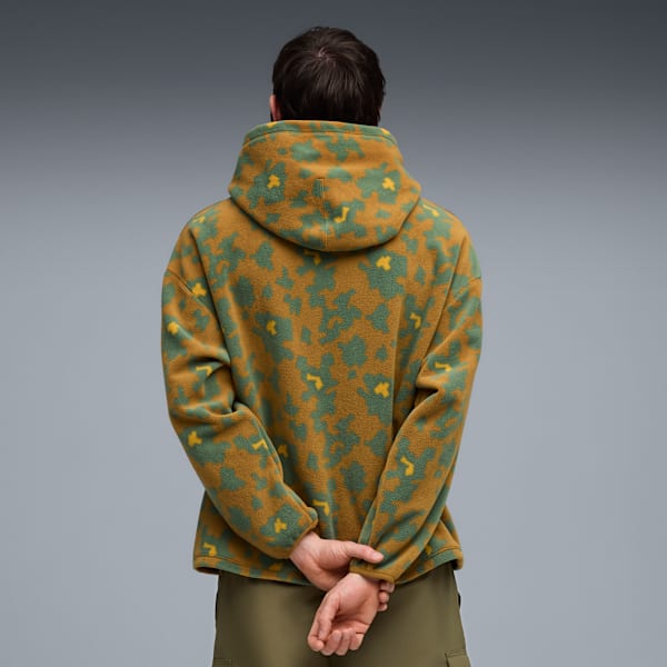 AOP Fleece Hoodie Men, Light Moss-AOP, extralarge